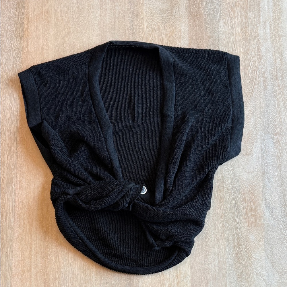 Jacquemus Black Short-Sleeve Knit Cardigan with Front Knot